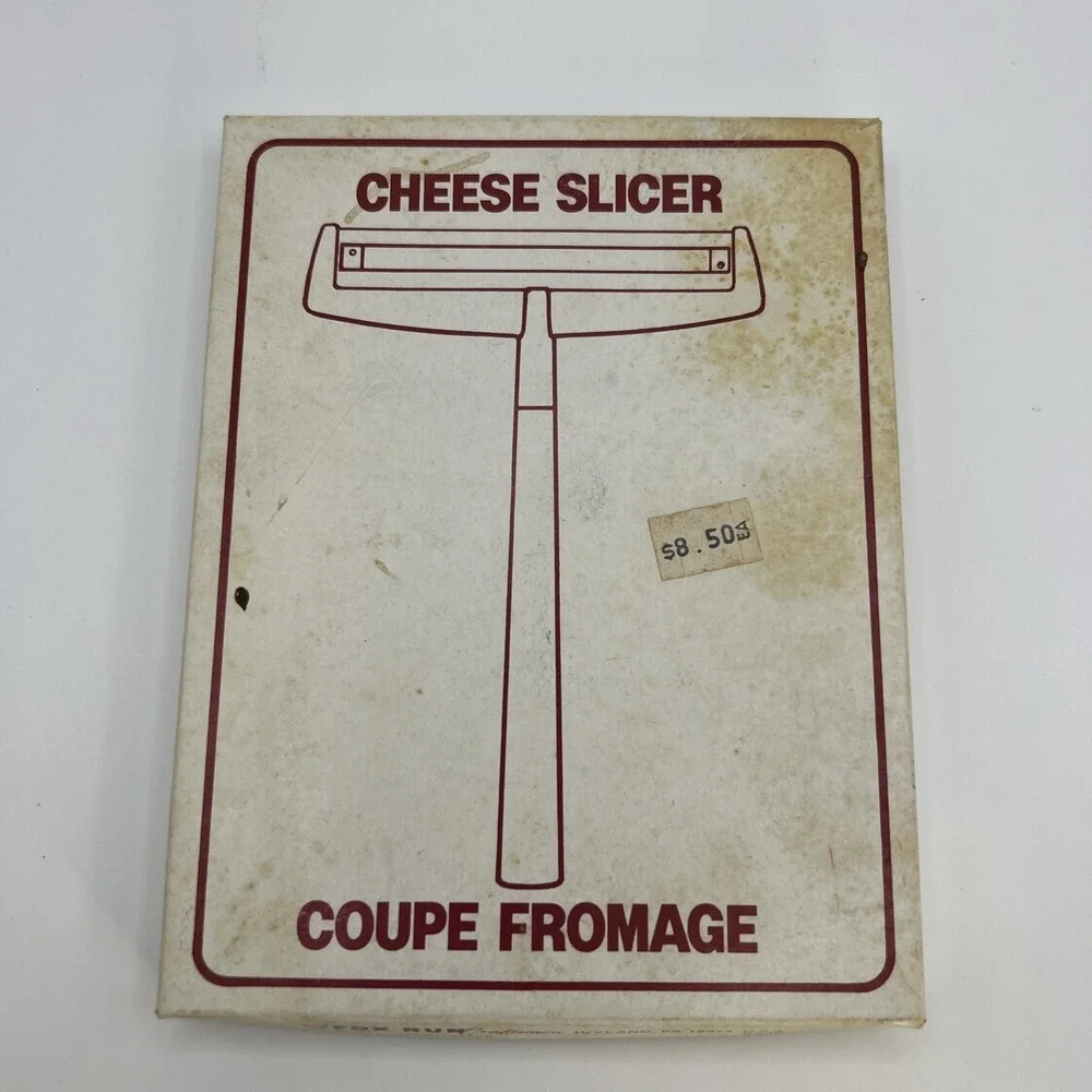 Vintage 80s Fox Run Craftsmen Cheese Slicer Coupe Fromage Wood Handle with‎ Box